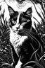 Placeholder: Schwarz Weiße Katze im Stil von Vincent van Gogh