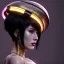 Placeholder: Ghost in the shell style, pretty cyber woman sit, futuristic, rounded face, blood, black, gold, brown, geisha style, decorative color feathers, simétrico, circuits, neon style, a lot of led lights, fog, rain, vibrant color, highly detailed, art stations, concept art, smooth, unreal engine 5, god rays, ray tracing, RTX, lumen lighting, ultra detail, volumetric lighting, 3d, finely drawn, high definition, high resolution.