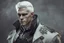 Placeholder: A white masculine human with medium white hair. A Lot of Battle Scars. Full body. Black Military Outfit. HD