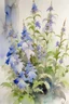 Placeholder: Watercolour of delphiniums in the style of willem henraets
