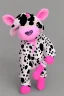 Placeholder: Portrait of A cute cow dressed in a onezy pajama outfit. The onezy has pink polka dots on and is thick and cozy. She has a flower in her hair. 3d