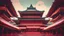 Placeholder: buddha tooth relic temple in singapore, in an atmospheric, simplistic digital art harmonic composition, compliment colors