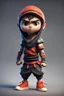 Placeholder: warrior, cute, 2.5D, zbrush, cartoon cute male football player with sneakers, front view, wearing a ninja costume, lit children, 32k uhd, round,8k,HD, wall background