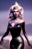 Placeholder: jayne mansfield as evil queen in black leather, angry, stern look, volumetric lighting, particales,highly detailed,cinematic, deep colours,8