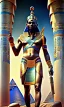 Placeholder: An ancient Egyptian pharaoh looks at the pharaonic armies in front of him far in front of the sea, cinematic, 8k, resolution concept art portrait by Greg Rutkowski, Artgerm, WLOP, Alphonse Mucha dynamic lighting hyperdetailed intricately detailed