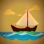 Placeholder: Legend Of Zelda: Wind Waker style Small wooden ship, with bright sails, on a vast ocean, stylized, celshaded, colorful, adventurous, frontal view, full view.