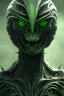 Placeholder: alien, head, evil,green eyes, weapons, blood, 8k, finely detailed, photo realistic, HR Giger style