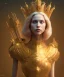 Placeholder: Statue of Queen of photography. Cute blonde woman. Photographer in golden crown. Standing on the street. Big camera in her hand. hyperdetailed, photorealistic, trending on artstation, greg rutkowski, beksinski, kodachrome, lomography, golden hour, bokeh, volumetric light