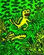 Placeholder: A lime green underwater reef with poisonous fish painted by Keith Haring