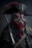 Placeholder: 70 years old victorian bloodborne soldier with a musket bandana