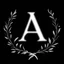 Placeholder: 2 branches(crossed at bottom, arching upward in a wreath, delicate hand drawn outline linework, romantic), Letter A in Middle or wreath, sharp image, white vector on black background
