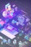 Placeholder: isometric clean art of super hitomi tanaka, soft lighting, soft pastel gradients, high definition, 3d icon clay render, blender 3d