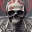 Placeholder: old skeleton warrior, blood in a bright red color flows down the skull, hr giger, steam punk, realistic, made in octane, cinematic, ultra-realistic, extremely detailed octane rendering, 8K, VRAY Super Real ar 2:3, dof photorealistic futuristic 50mm lens hard lighting dark gray tintype photograph, realistic lighting, sepia color