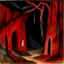 Placeholder: A dark red cavern near a Karoo painted by Paul Klee