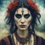 Placeholder: Conceptual surreal and otherworldly portrait photograph of a traditionally dressed Romanian Gypsy Vampire Sorceress , with highly detailed hair and facial features in the photographic style of Jerry Uelsmann, sharply focused, cross processed color image using color slide film with C-41 color negative chemicals, with fine ink overlays, 8k, cinematic horror atmosphere