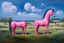 Placeholder: strange Big pink plastic horse.19th painting