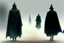 Placeholder: two people in capes seen from behind walking side by side in an empty foggy plain by artist "Leonora Carrington"