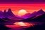 Placeholder: purple hues, desert sunset, meddle east retro poster design