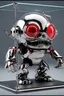 Placeholder: a cute red with blacklight neon glow in a glass display case,