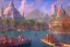 Placeholder: Boat restaurants in front of Empire Metropolis+hanging garden of babylon+karnaca+rome+istanbul+Burano+barocco Skyscraper+steampunk+colorful city,alphonse mucha,greg rutkowski,matte painting, cryengine