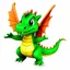 Placeholder: 3D cute dragon character, normal hands and legs big, full body, 2 small wings, vivid colors, plain white background