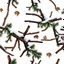 Placeholder: detailed Real Tree Camouflage made of sticks, twigs, dried leaves, pine branches, snow and dirt, white background, seamless repeatable texture pattern imitating a natural forest background