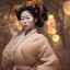 Placeholder: full portrait of wonderful japanese woman geisha,big boobs,hair in face, realistic, high detail, volumetric lighting, tiny features, intricate detail,volumetric clouds