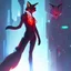 Placeholder: A fox fursona, Trending on artstation, Furry art, Digital art, Cyberpunk, High quality, Backlighting