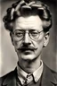 Placeholder: Hyperrealistisch Leo Trotsky als junger Mann, scharfsinniger Blick