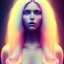 Placeholder: A beautiful portrait of a woman long hair white neon color scheme, high key lighting, volumetric light high details psychedelic background