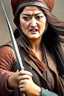 Placeholder: style comdey character : A woman, believing herself a fearsome warrior, dramatically confronts the She holds her sword upside down A Mongol casually pushes her over and steals her dictionary, Woman stands defiantly, sword held backwards, Ertugrul music blasting in the background. Mongols look confused Close-up of the woman naked confident face shouting her challenge. Mongol soldier pushes her with a bored It was a beautiful woman for the soldiers. All the soldiers Crowded marry naked her.