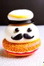 Placeholder: A burger roll with a mustache and a chef's hat.