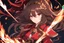 Placeholder: woman with long brown hair and red eyes from Genshin Impact, intricate background, intricate face, fire archon, anime style, dynamic composition