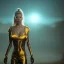 Placeholder: Actress , sci-fi, cyber punk , Katheryn Winnick , golden hour, circuitry, samurai, 16 bit, unreal engine 5, god light, ultra hd, vibrant color, gradient background