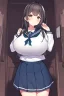 Placeholder: cute big girl wearing school uniform