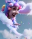 Placeholder: Ultra realistic speed clouds sky scene, wide angle view, sweet childs falling down, inflatable color clothing, free jumping flying, many trinkets, monster head, hair monster, many jelly beans, balls, smile, happy, circus style, extreme, wind, clouds sea, 20,000 feet altitude, stratosphere, soft color, highly detailed, unreal engine 5, ray tracing, RTX, lumen lighting, ultra detail, volumetric lighting, 3d, finely drawn, high definition, high resolution.