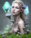 Placeholder: elfe grande oreille beau futuriste, cumulo de grand cristal plusieurs face fantastique prairie, rocher mousse rivieres jolies fleurs