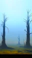 Placeholder: Seven weak and tall trees in the wind , surrealism of the dark of a nightmare ten miles high and six foot deep, hyper photorealistic, hyper detailed dark art color, high resolution, fog, octane render, tilt shift, HDRI Environment, all pictures dark gray