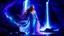 Placeholder: A fantasy digital painting of a goddess-like beautiful woman under a glowing, bioluminescent waterfall. The magical, blue and purple water flows over her head as if blessing her. She has long flowing hair and an ethereal, powerful expression. The surrounding cave is filled with glowing crystals and magical flora. Epic composition, dramatic lighting, vibrant colors, highly detailed.