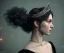 Placeholder: 1800s, witch, victorian, portrait, choker, black curly hair, victorian dress, beautiful, silver tiara, hair headdress, elegant