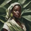 Placeholder: dnd, portrait of dark skinned woman in cloth from banana leafs