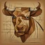 Placeholder: picasso style bull cubism brown