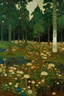 Placeholder: A bluish green grove with prickly mushrooms painted by Gustav Klimt