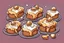 Placeholder: deep fried cheesecake bites, clean vector style, bold outline