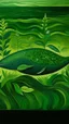 Placeholder: A green nature elemental whale painted by Henri Rousseau