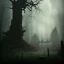 Placeholder: dystopian surrealism, dark horror fantasy, hdr, artstation intricate details, demonic, dark art, dark noir, neoclassical gothic horror, forest, shadows, foggy, silhouette,