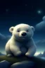 Placeholder: polar bear, baby, furry, chubby, cute, HD, 4K, landscape, night, stars, clouds, disney, realista