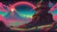 Placeholder: Zelda breath of the wild's guardian, comic style, mythical 80s landscape, negative space, space quixotic dreams, temporal hallucination, psychedelic, mystical, intricate details, very bright neon colors and deepblack, 4K desktop, pointillism, very high contrast, chiaroscuro