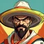 Placeholder: portray Vageta from DragonBallZ wearing a sombrero on his head