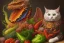 Placeholder: Dragonhead with vegetables and cats like Arcimboldo